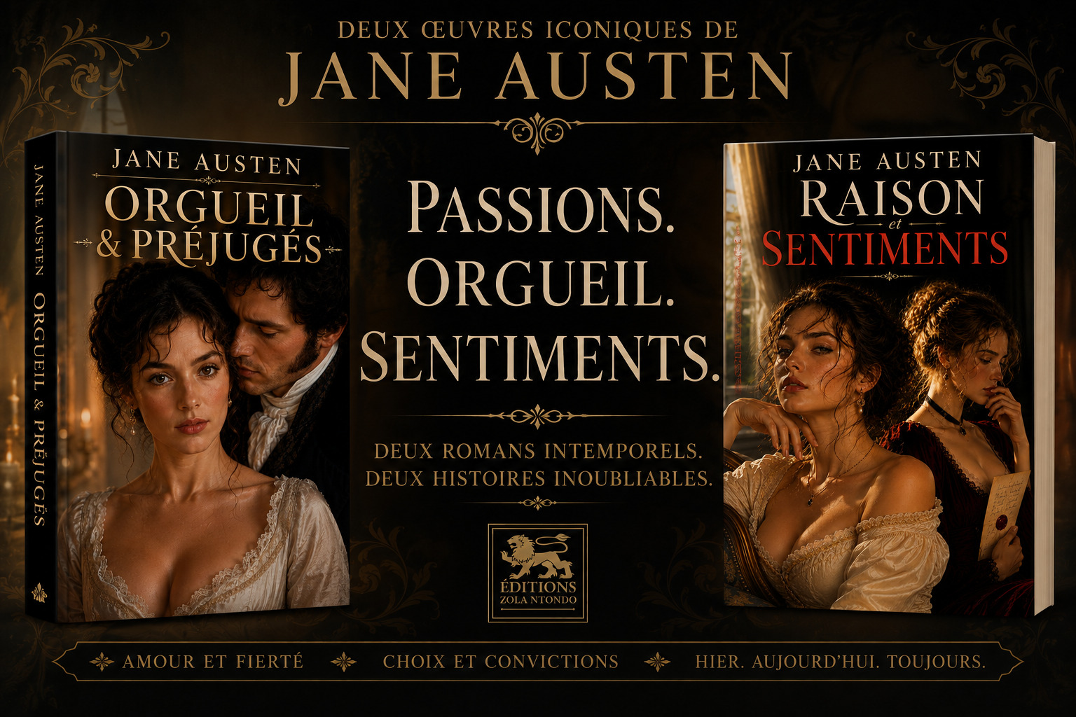 Jane Austen, Orgueil et Préjugés et Raison et Sentiments aux Éditions Zola Ntondo
